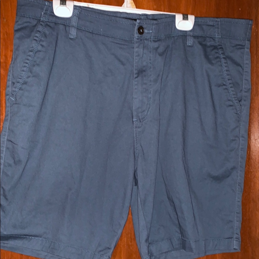 Blue Flat Front Iron Flex Shorts